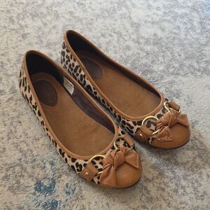 Sperry Leopard Print Flats with Brown Accents